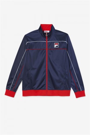 Navy / Red / White Men's Fila Wayan Track Jackets | Saudi Arabia-980312