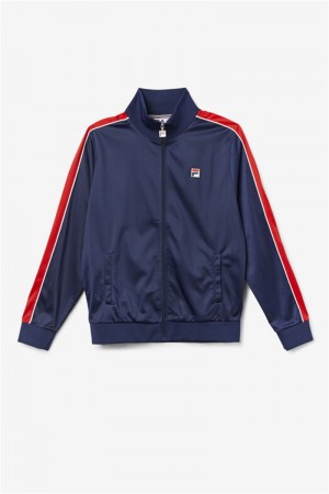 Navy / Red / White Men's Fila Wicks Track Jackets | Saudi Arabia-869374