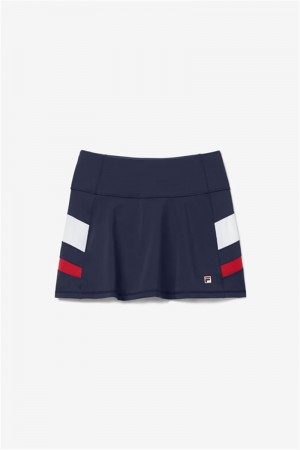 Navy / Red / White Women's Fila Essentials H Flirty Skirts | Saudi Arabia-896204