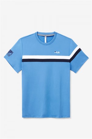 Navy / White Men's Fila 110 Year Collection Crew Shirts | Saudi Arabia-648037