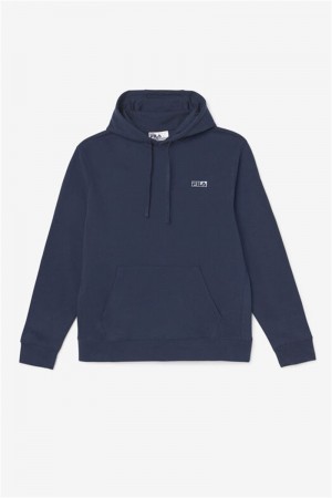 Navy / White Men's Fila Algot Hoodie | Saudi Arabia-689132