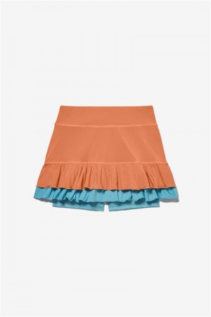 Orange / Blue Women's Fila Groundbreaker Ruffle Skirts | Saudi Arabia-358470