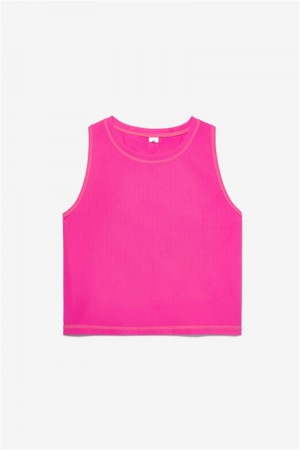 Pink Women's Fila Fi-Lux Ribbed Crop Tops | Saudi Arabia-316879