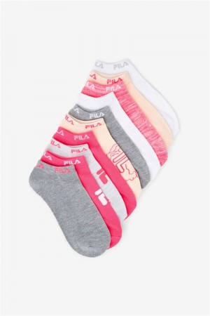 Pink Women's Fila Floral No Show 10-Pack Socks | Saudi Arabia-367058