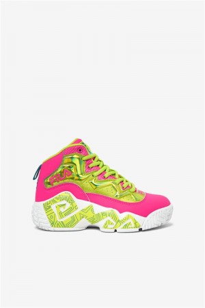 Pink / Light Green / White Kids' Fila Mb Night Walk Shoes | Saudi Arabia-751423