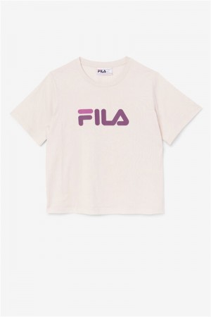 Purple Burgundy / Dark Red Women's Fila Thea Tee | Saudi Arabia-507942