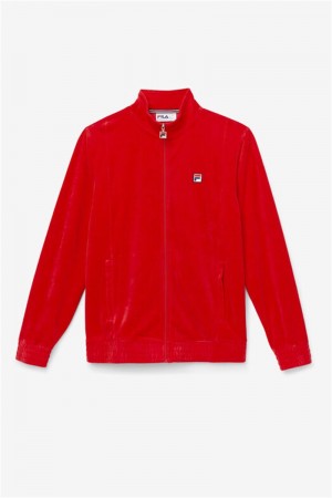 Red Men's Fila O-Fit Velour Jackets | Saudi Arabia-968751