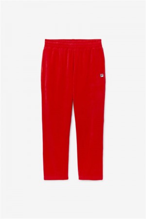 Red Men's Fila O-Fit Velour Pants | Saudi Arabia-752091
