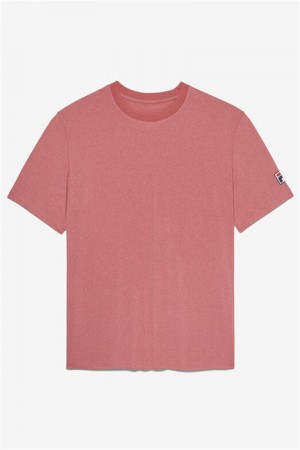 Red Men's Fila Short Sleeve Crew Shirts | Saudi Arabia-937681