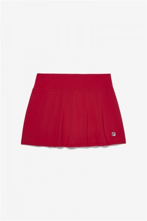Red Women's Fila Essentials Long Flirty Skirts | Saudi Arabia-194375