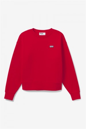 Red Women's Fila Stina Crew Sweatshirts | Saudi Arabia-625318