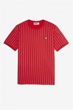 Red / White Men's Fila Guillo Tee | Saudi Arabia-139054