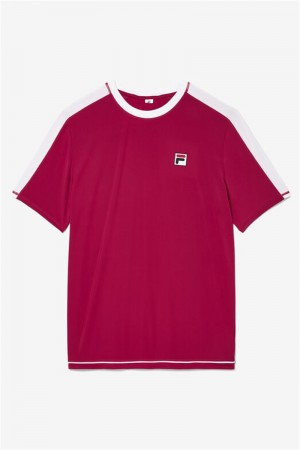 Red / White Men's Fila La Finale Short Sleeve Crew Shirts | Saudi Arabia-852736