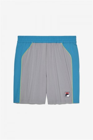 Silver / Light Green Men's Fila Backspin Color Block Shorts | Saudi Arabia-395172