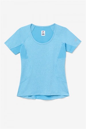 Turquoise Women's Fila Pickleball Short Sleeve Tops | Saudi Arabia-078914