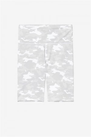 White Camo Women's Fila Forza 8" Bike Shorts | Saudi Arabia-930574