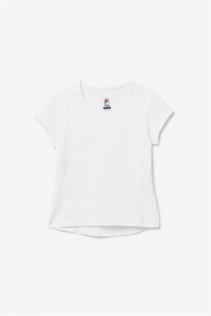 White Kids' Fila Girls Core Short Sleeve Tops | Saudi Arabia-423065