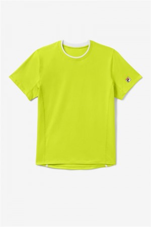 White Men's Fila Center Court Short Sleeve Crew Shirts | Saudi Arabia-263408