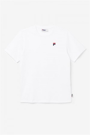 White Men's Fila Derion Tee | Saudi Arabia-904365