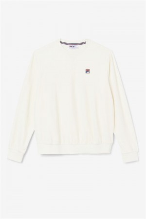 White Men's Fila Earl Velour Crew Tops | Saudi Arabia-917504