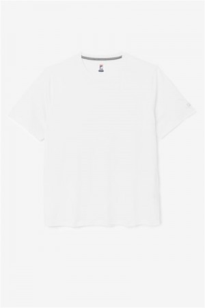 White Men's Fila Essentials Heather Mesh Crew Shirts | Saudi Arabia-235904