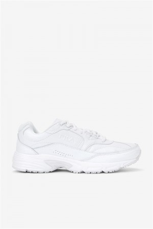 White Men's Fila Memory Workshift Slip Resistant Shoes | Saudi Arabia-176054