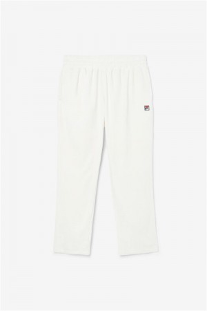 White Men's Fila O-Fit Velour Pants | Saudi Arabia-291587