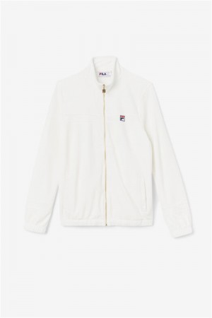 White Men's Fila Ravid Velour Jackets | Saudi Arabia-289361