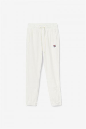 White Men's Fila Ravid Velour Pants | Saudi Arabia-743910