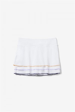 White Women's Fila Back Spin Flounce Skirts | Saudi Arabia-819036