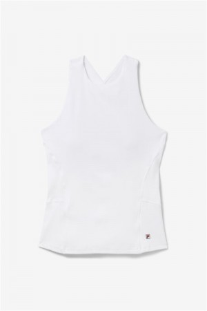 White Women's Fila Baseline Halter Tanks | Saudi Arabia-973408
