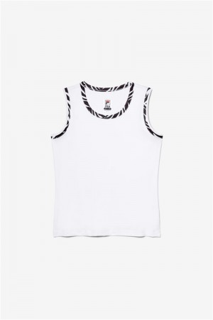 White Women's Fila Core Fullback Tanks | Saudi Arabia-241369