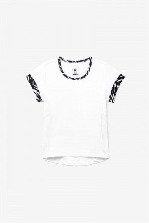 White Women's Fila Core Short Sleeve Tops | Saudi Arabia-691357