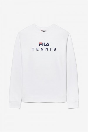 White Women's Fila Crewneck Sweatshirts | Saudi Arabia-085926