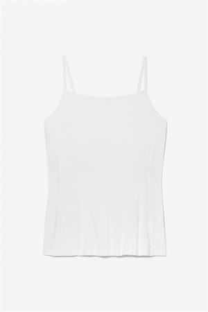 White Women's Fila Essentials Cami Tanks | Saudi Arabia-390148