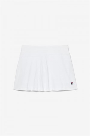 White Women's Fila Essentials Long Flirty Skirts | Saudi Arabia-675218