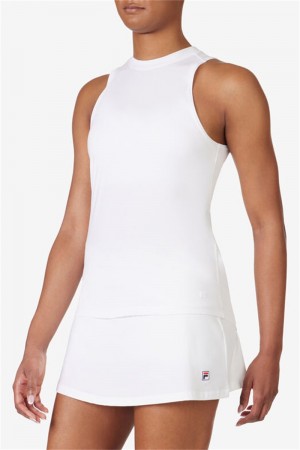 White Women's Fila Fi-Lux Open Back Tank Top | Saudi Arabia-905486