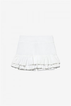 White Women's Fila Groundbreaker Ruffle Skirts | Saudi Arabia-178695
