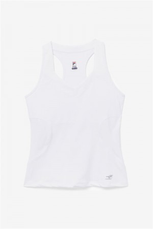 White Women's Fila Pickleball Halter Tanks | Saudi Arabia-095268