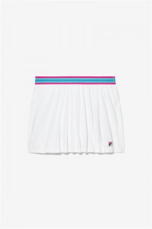White Women's Fila Tie Breaker High Waist Skirts | Saudi Arabia-374160