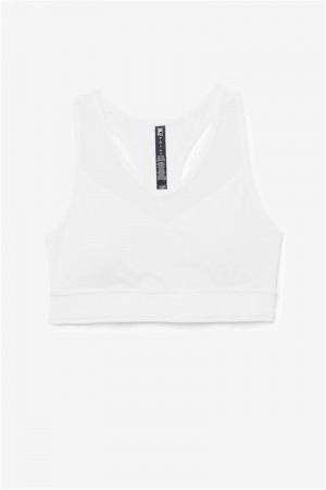 White Women's Fila Uplift Racerback Top Bras | Saudi Arabia-937610