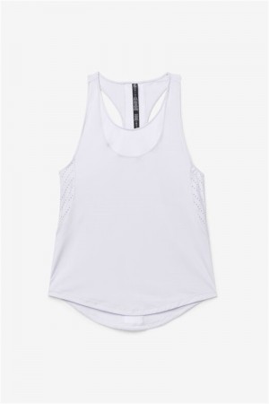 White Women's Fila Uplift Textured Racerback Tank Top | Saudi Arabia-724901
