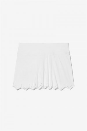 White Women's Fila Whiteline Lasercut Skirts | Saudi Arabia-840392