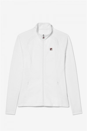 White Women's Fila Whiteline Track Jackets | Saudi Arabia-614207