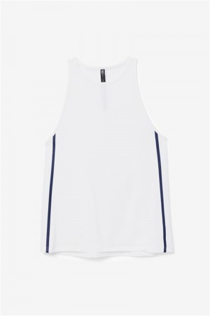 White / Black Women's Fila Fi-Lux Loose Tank Top | Saudi Arabia-941023