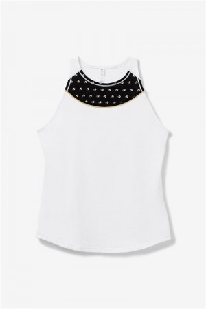 White / Black Women's Fila Wild Card Full Coverage Tanks | Saudi Arabia-903561