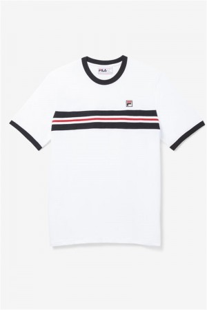White / Black / Red Men's Fila Silver Tee | Saudi Arabia-058632