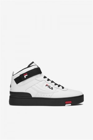 White / Black / Red Men's Fila V-10 Lux Sneakers | Saudi Arabia-823459