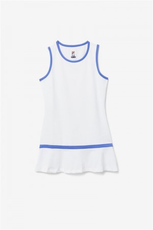 White / Blue Women's Fila Core Dress | Saudi Arabia-159068