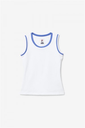 White / Blue Women's Fila Core Fullback Tanks | Saudi Arabia-210586